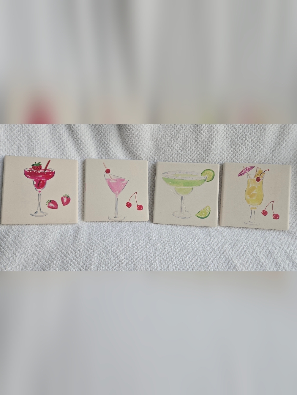 Cocktail Tile Art Set - Pink, Red, Green, Yellow